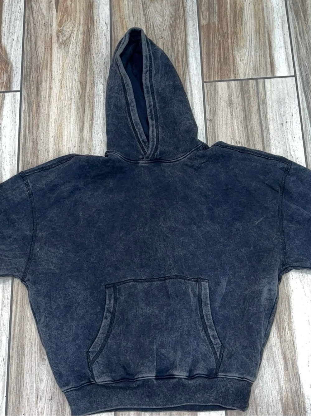 New Woman’s Hollister baggy cinch hoodie Acid Washed Black Hooded Sweatshirt